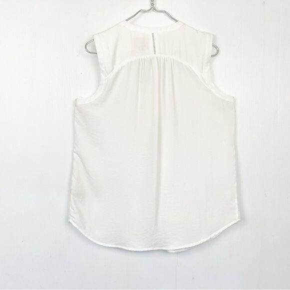 Anthropologie Maeve embroidered White Floral Lace Up sleeve less top 12 - Picture 5 of 11